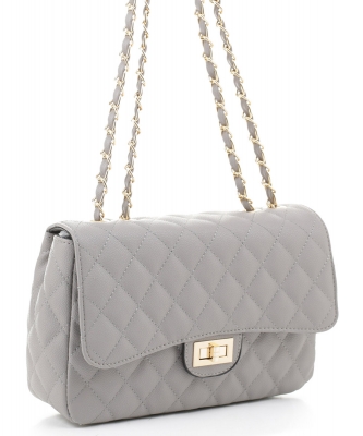 Quilted Twistlock Satchel Crossbody XB20031PP  GRAY